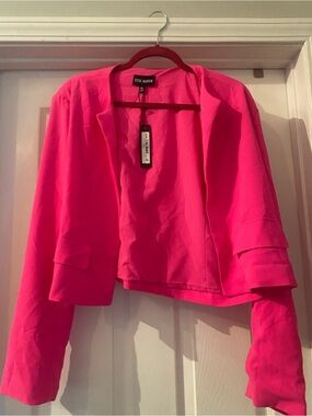 Steve Madden Bright Pink Cropped Open-Front Blazer